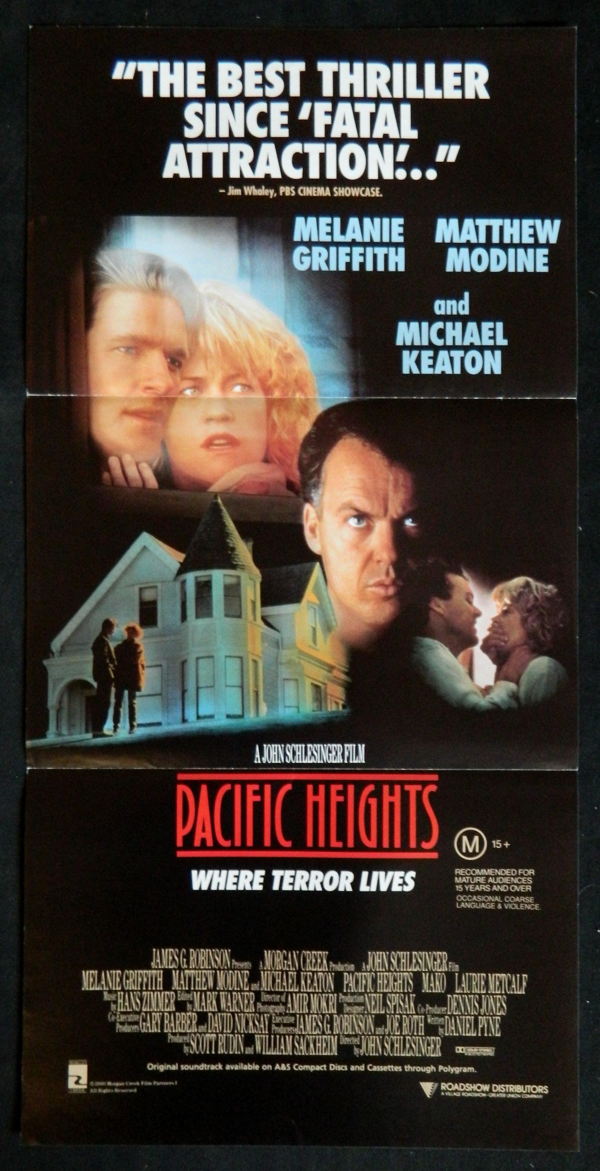 PACIFIC HEIGHTS (1990) — Original Australian daybill movie poster