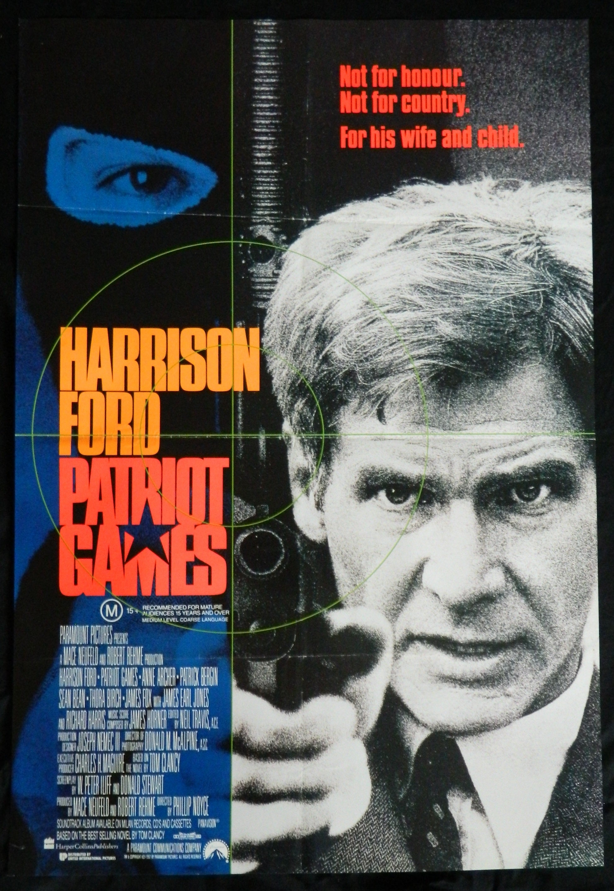PATRIOT GAMES (1992)— Original Australian one sheet movie poster