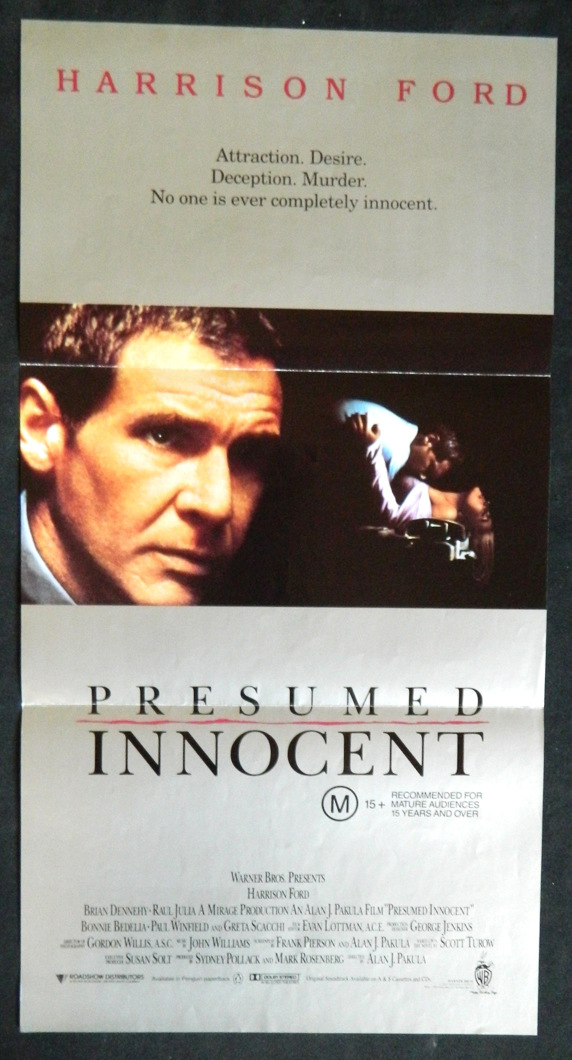 PRESUMED INNOCENT (1990) — Original Australian daybill movie poster