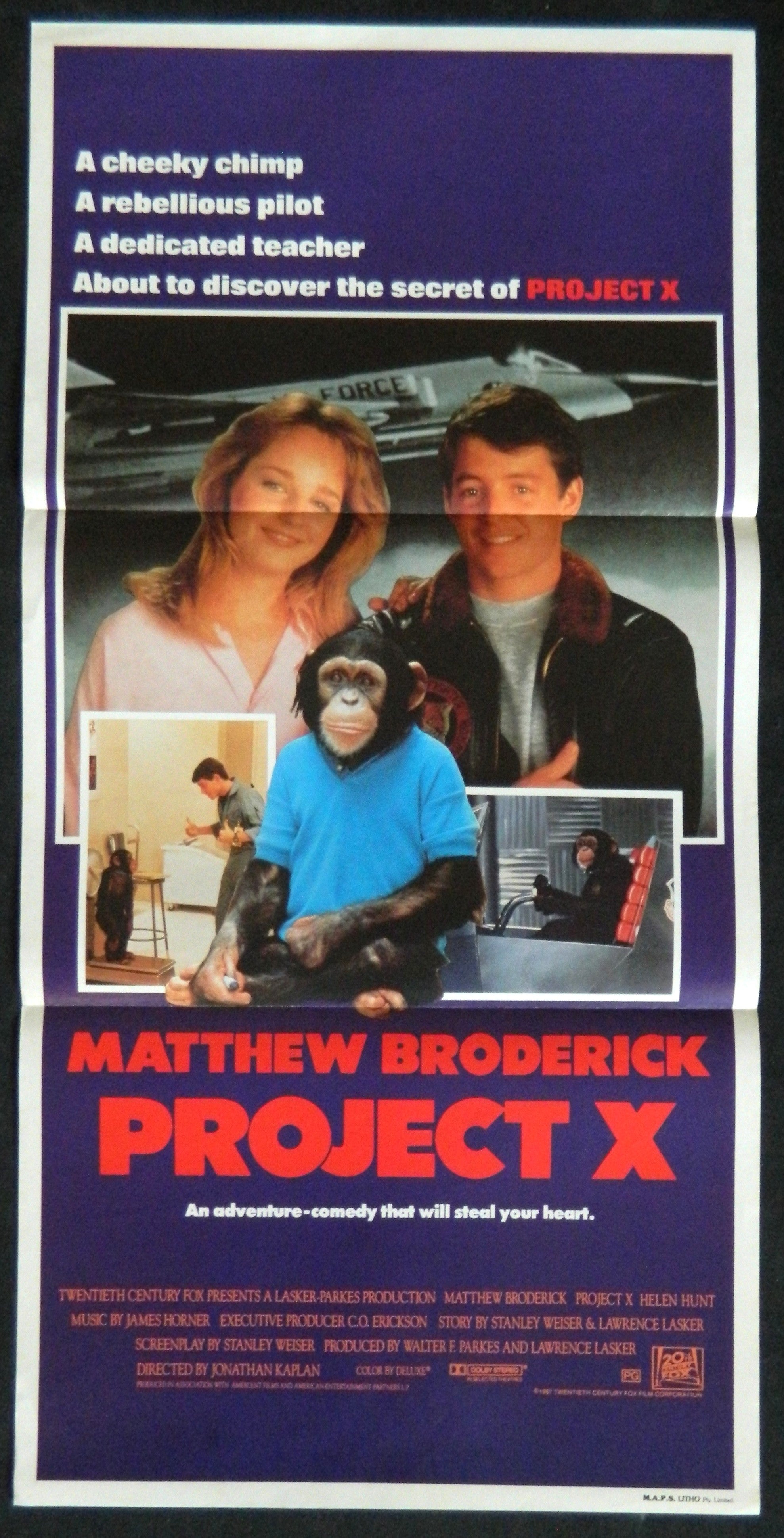 PROJECT X  (1988) — Original Australian daybill movie poster