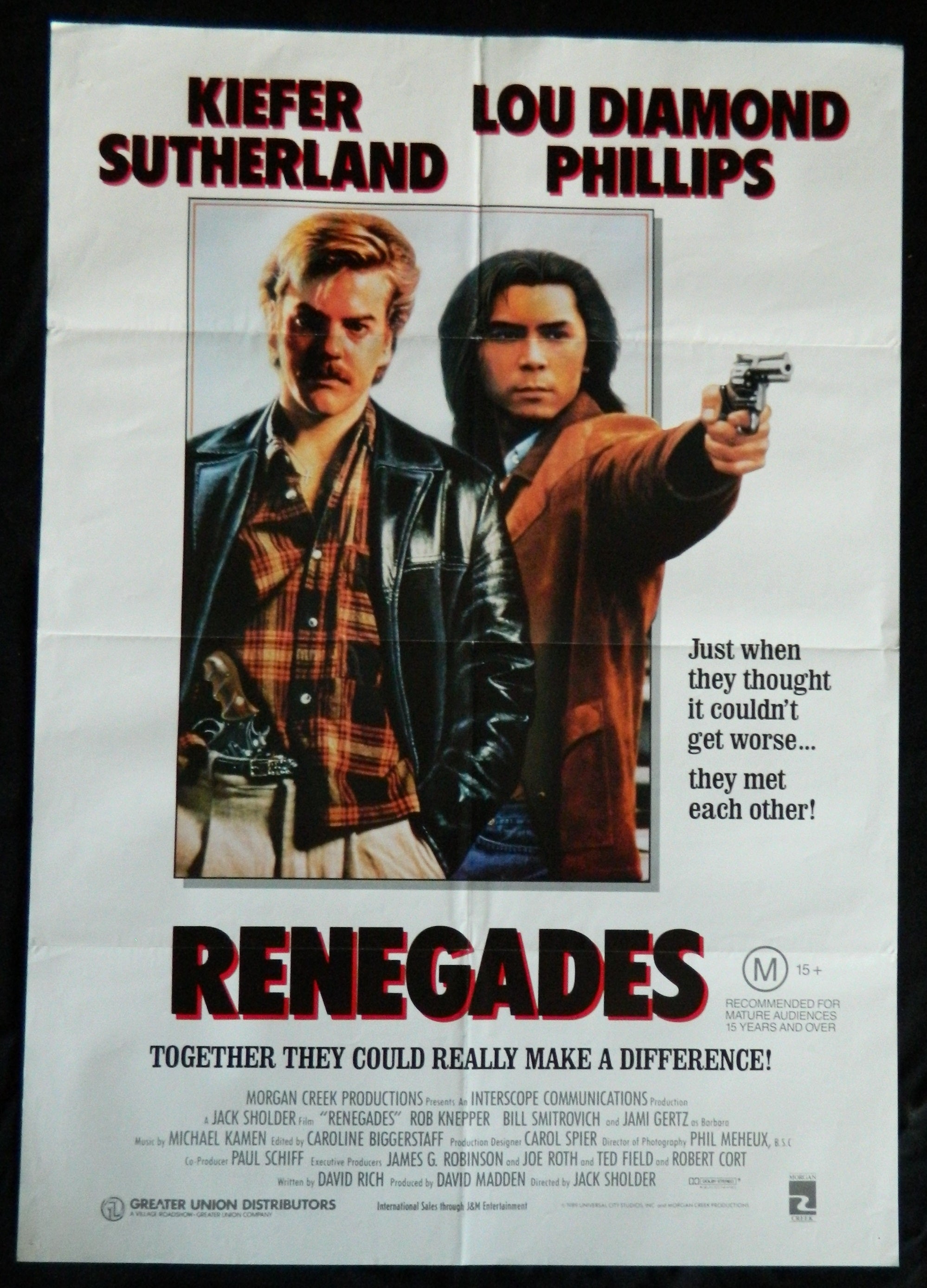 RENEGADES (1989)— Original Australian one sheet movie poster