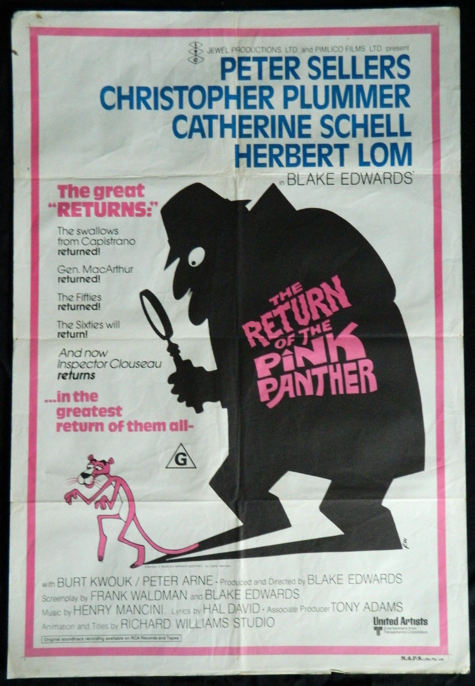 RETURN OF THE PINK PANTHER (1975)— Original Australian one sheet movie poster