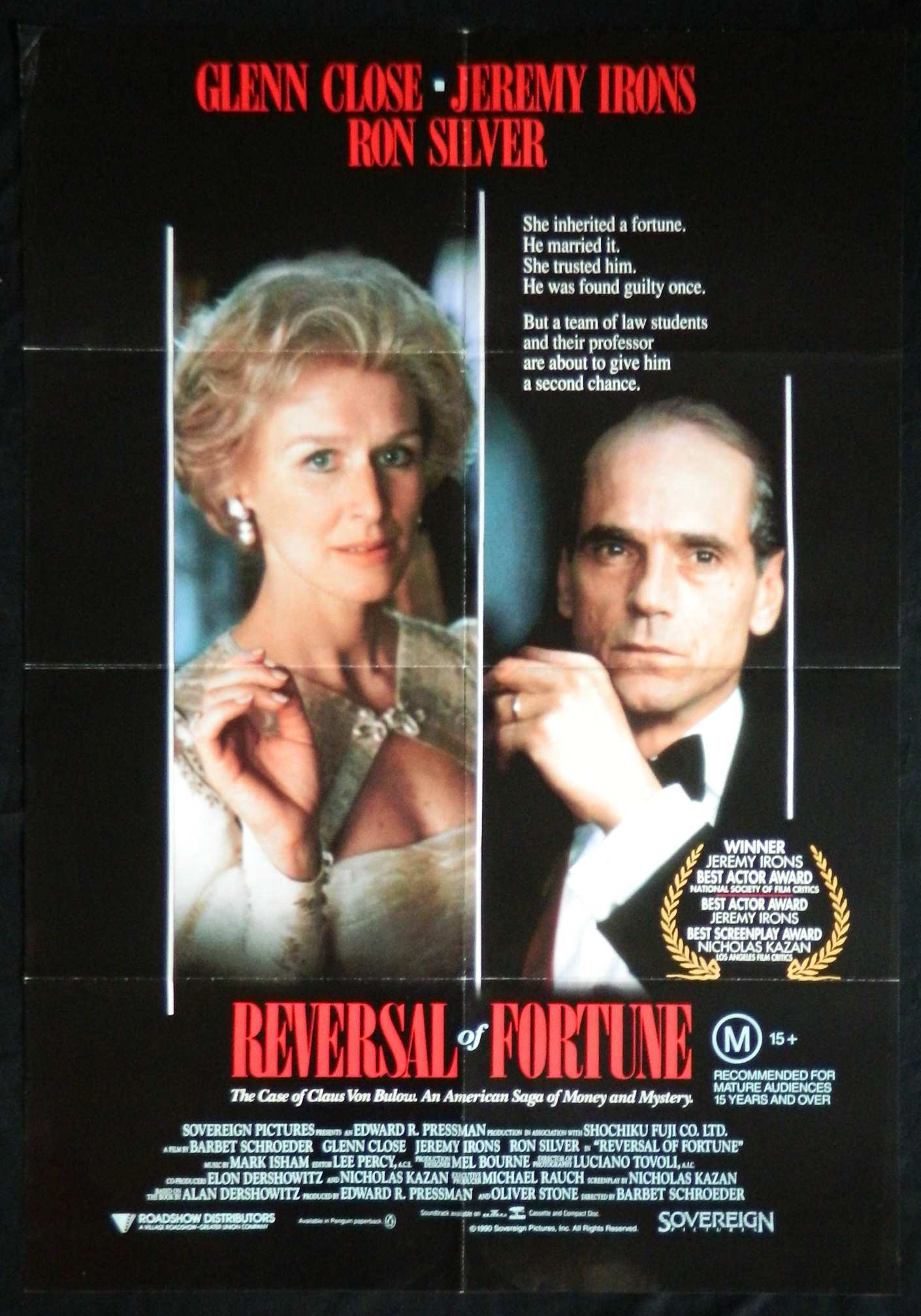 REVERSAL OF FORTUNE (1990)— Original Australian one sheet movie poster