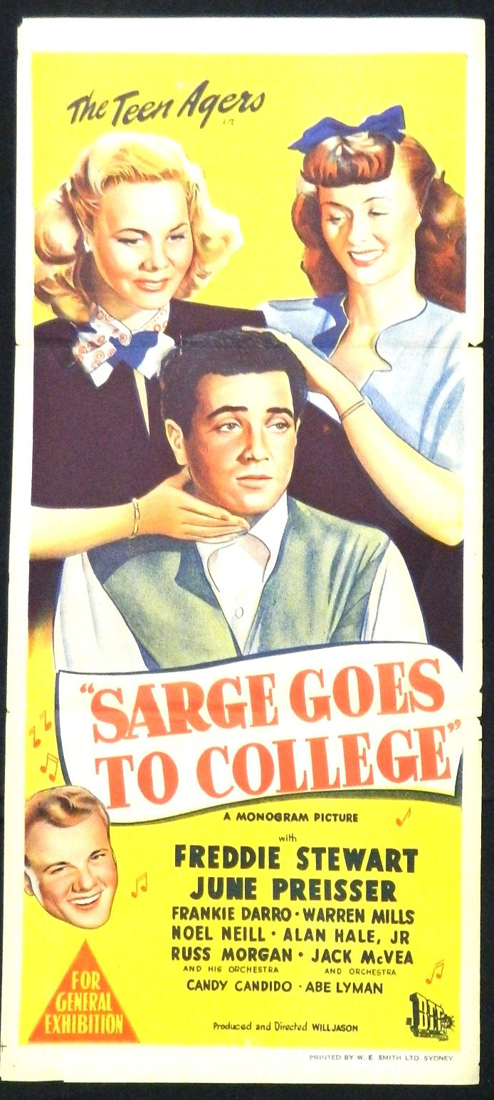 SARGE GOES TO COLLEGE (1947) — Original Australian daybill movie poster