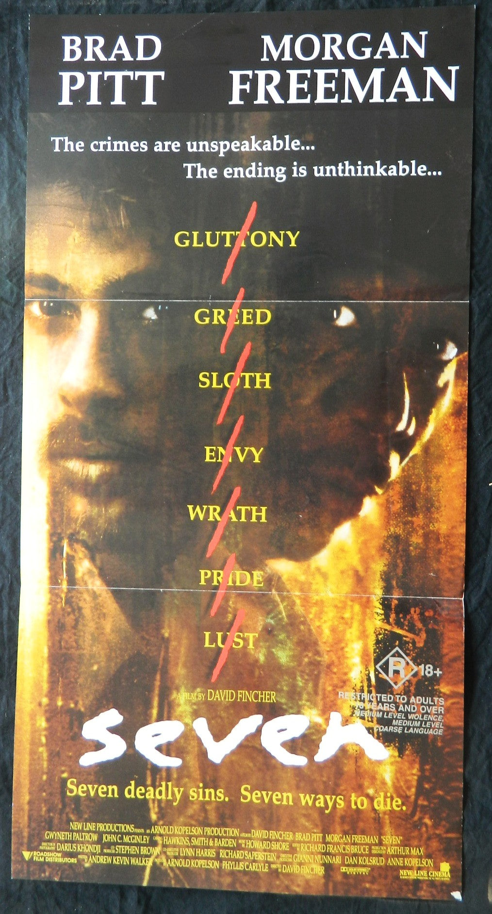 SEVEN (1997)— Original Australian daybill movie poster.