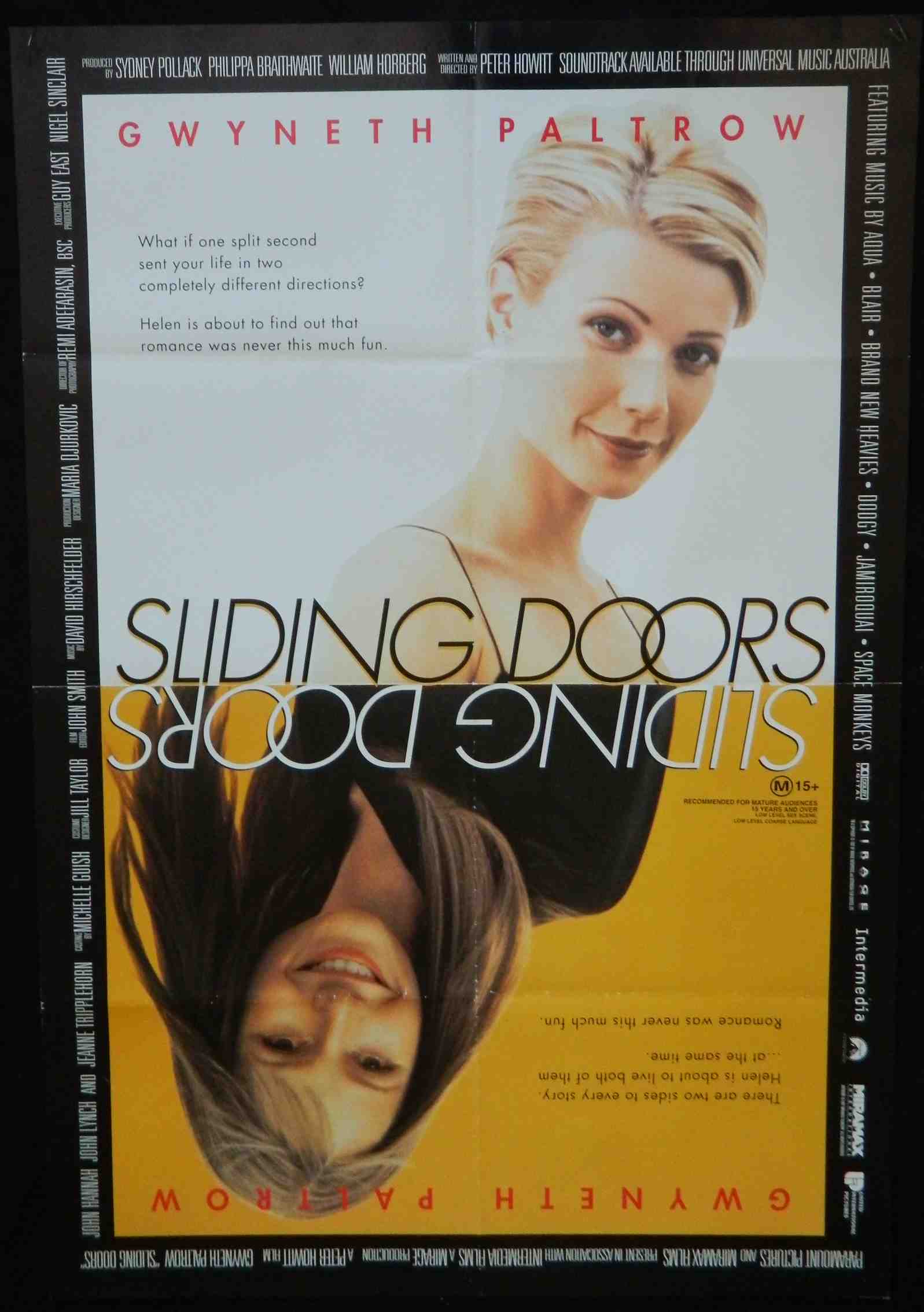 SLIDING DOORS (1997)— Original Australian one sheet movie poster.