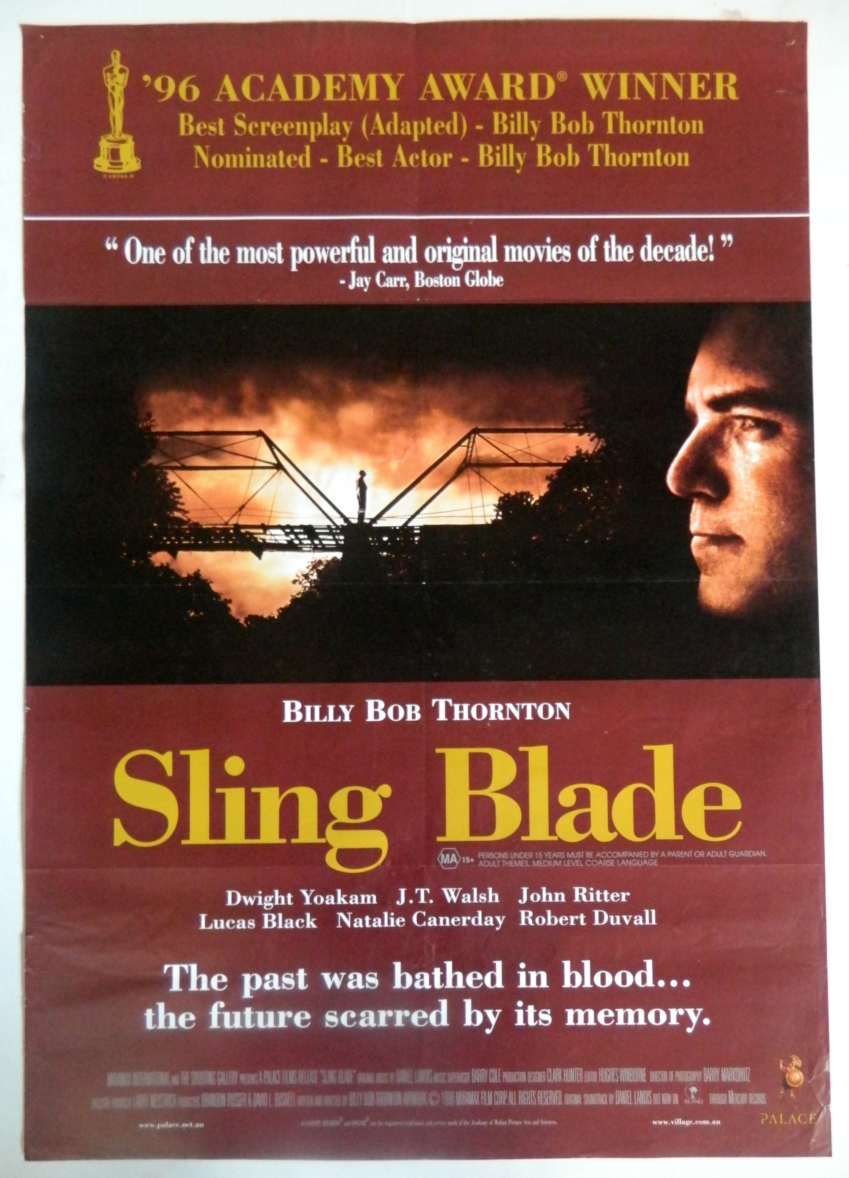 SLING BLADE  (1996)— Original Australian one sheet movie poster.