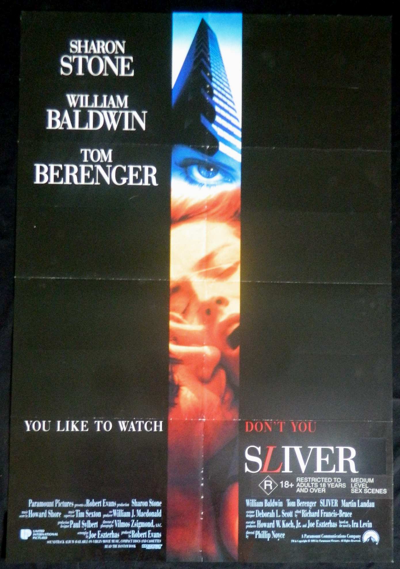SLIVER  (1993)— Original Australian one sheet movie poster