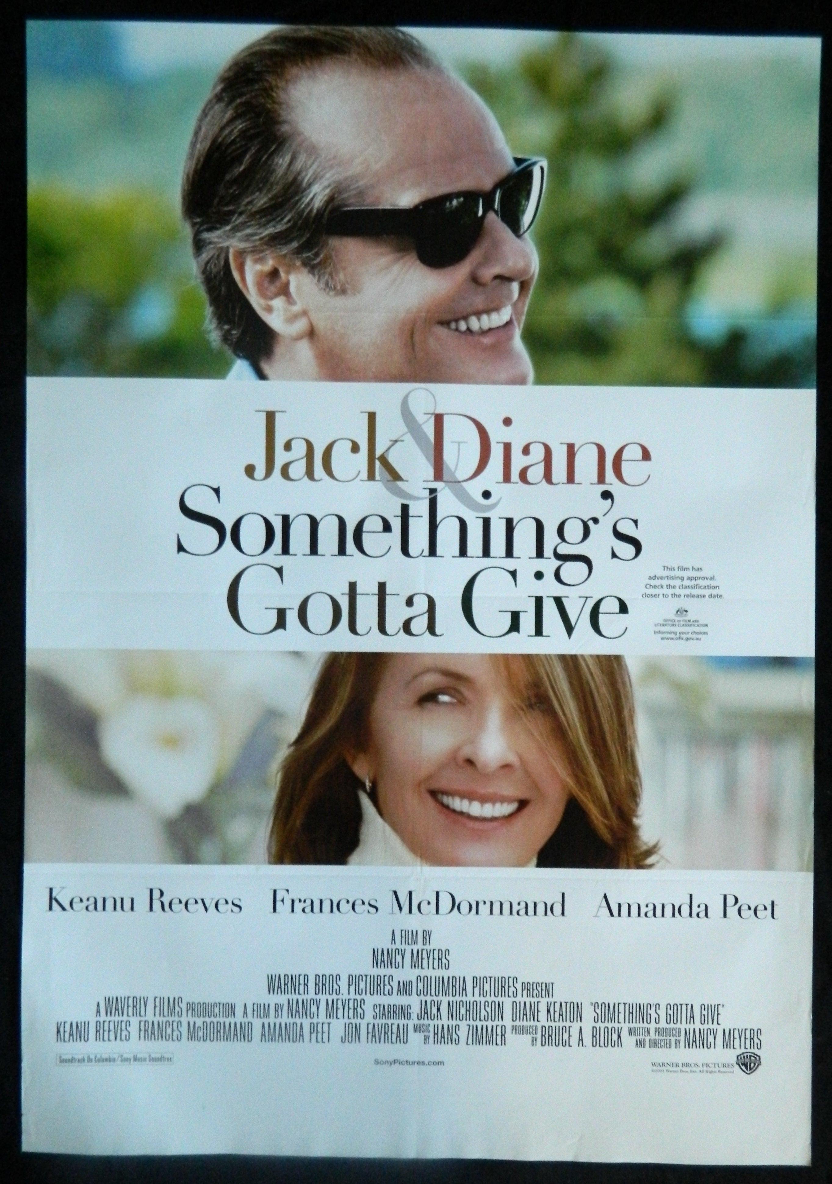 SOMETHINGS GOTTA GIVE (2003)— Original Australian one sheet movie poster.