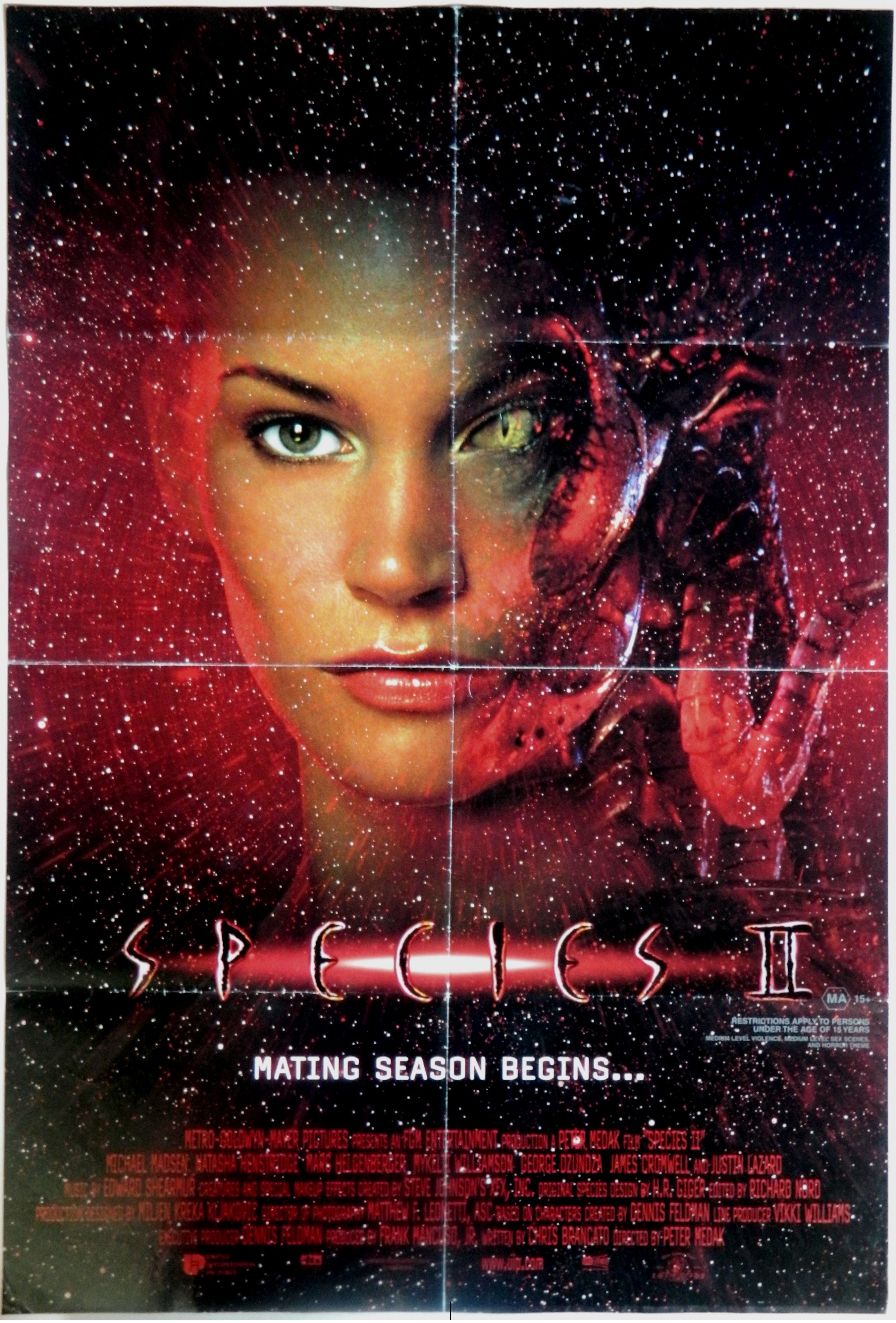 SPECIES 2  (1997)— Original Australian one sheet movie poster