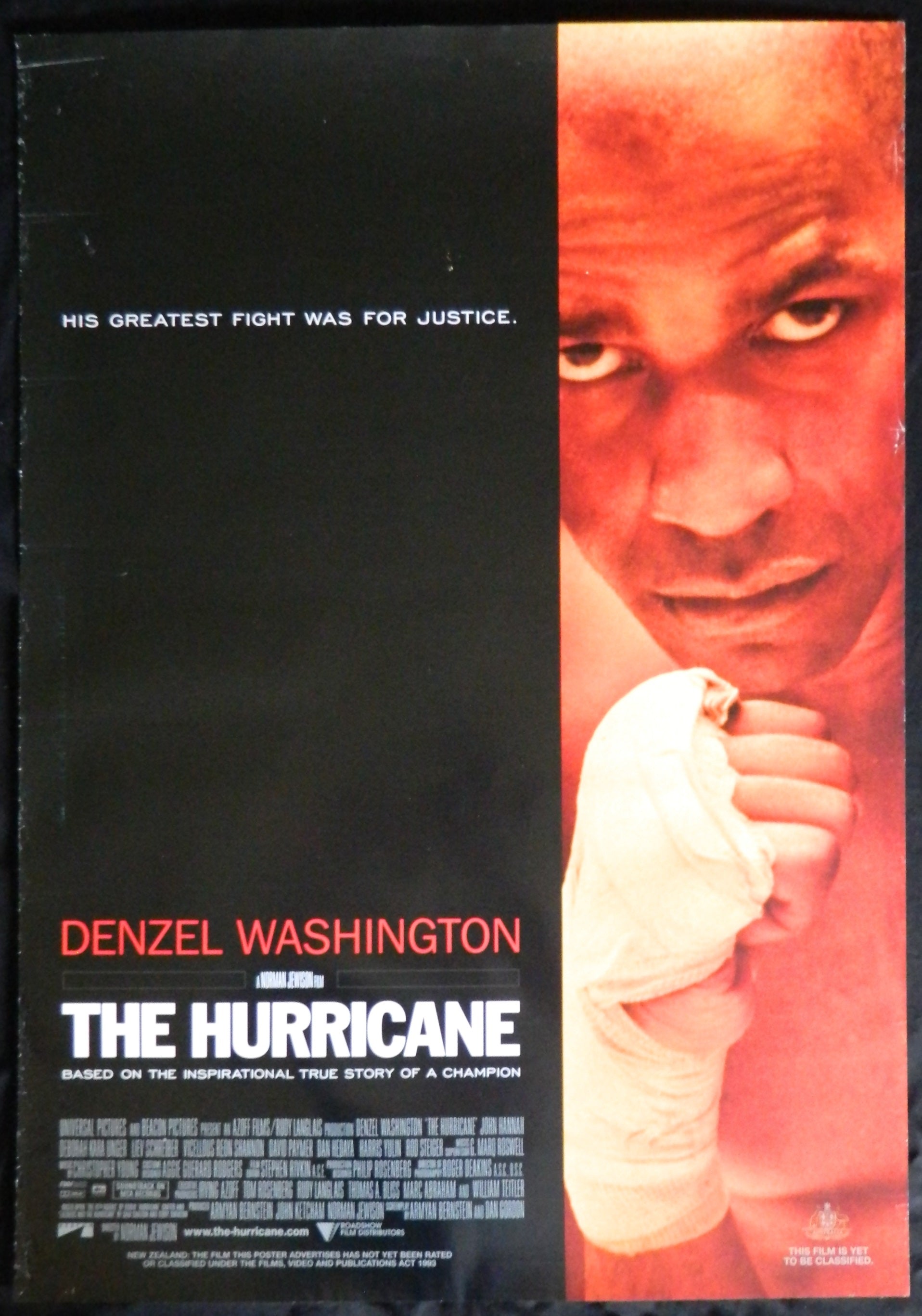 THE HURRICANE  (1999)— Original Australian one sheet movie poster.