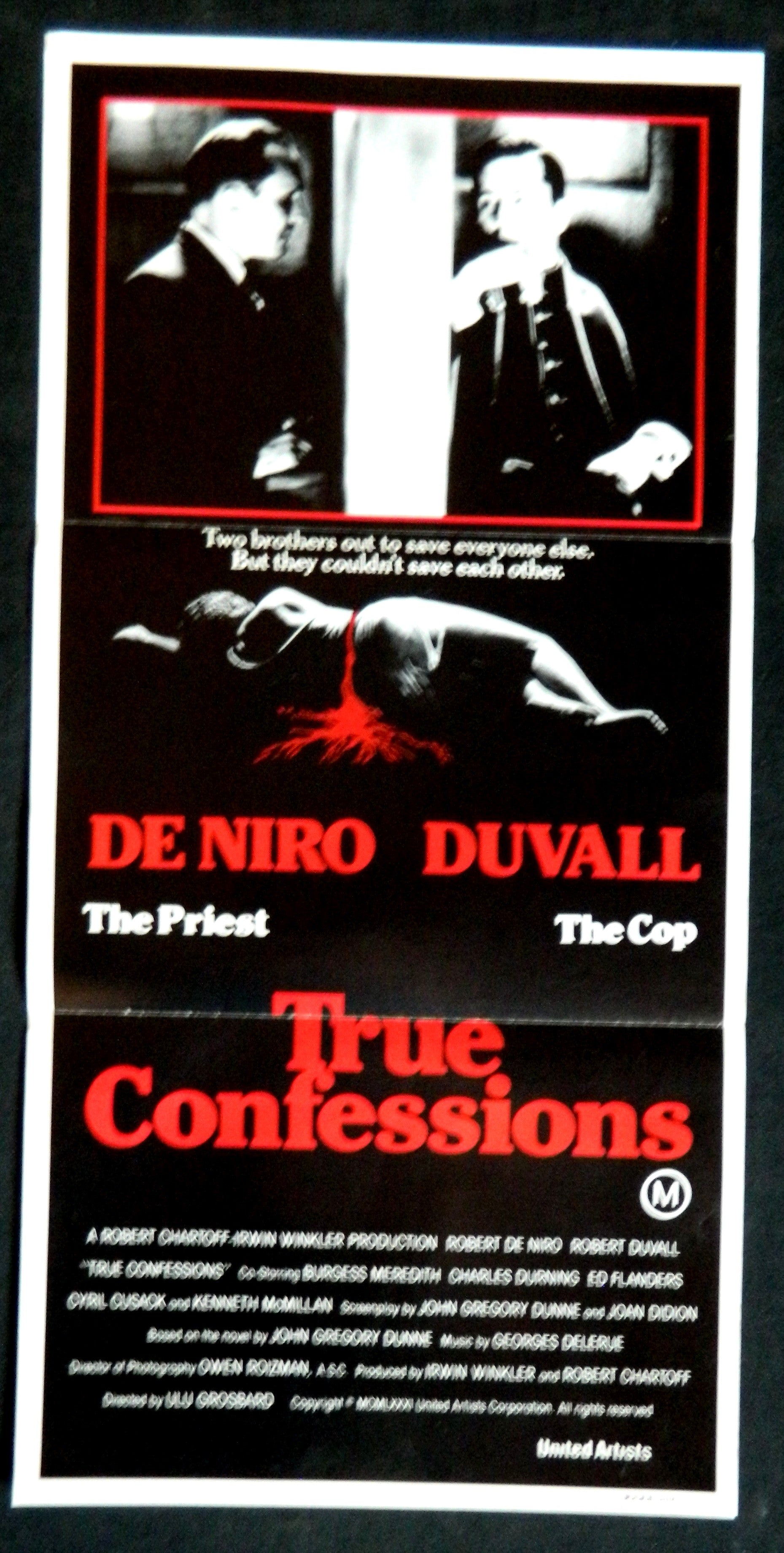 TRUE CONFESSIONS (1981) — Original Australian daybill movie poster