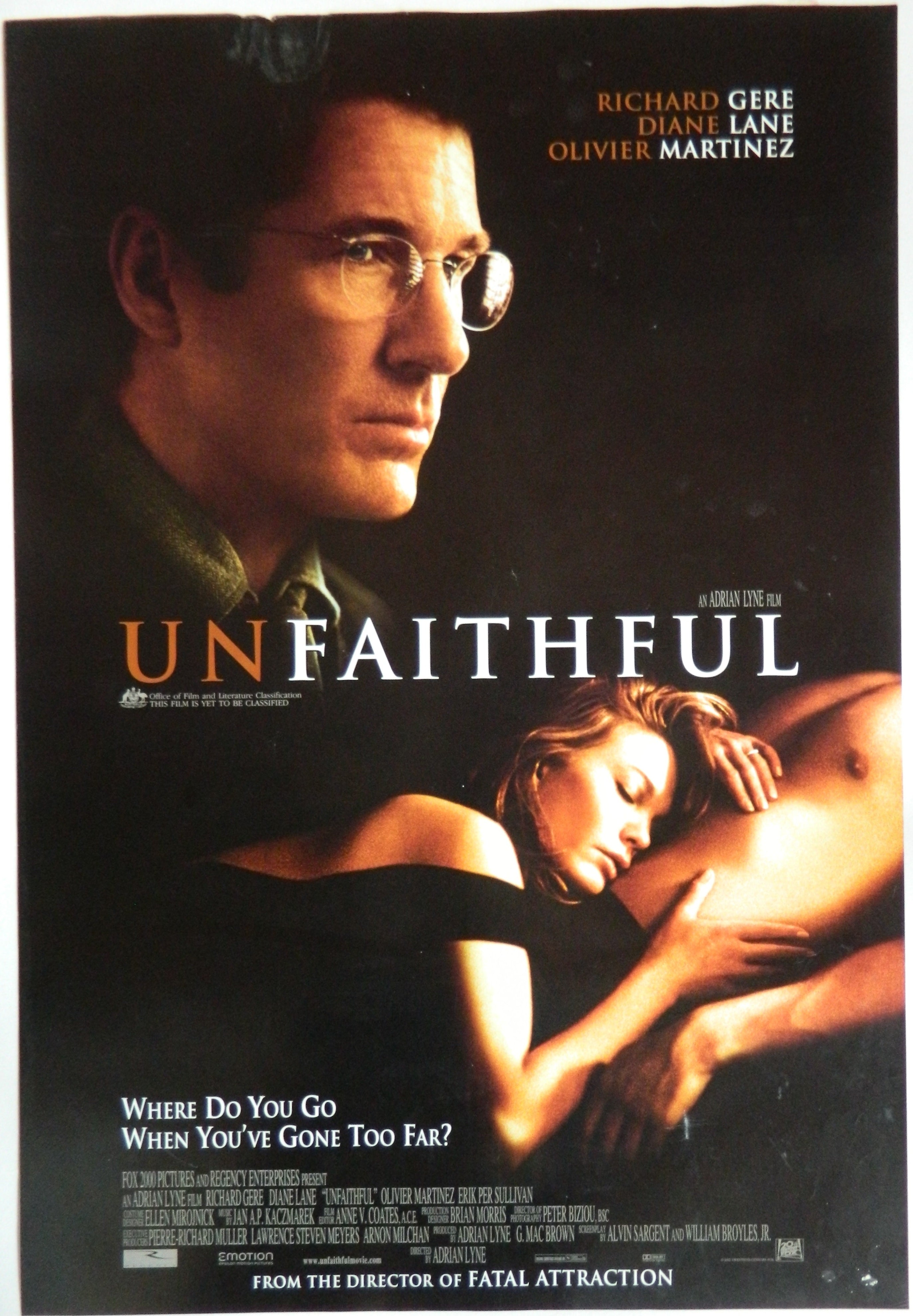 UNFAITHFUL  (2002)— Original Australian one sheet movie poster