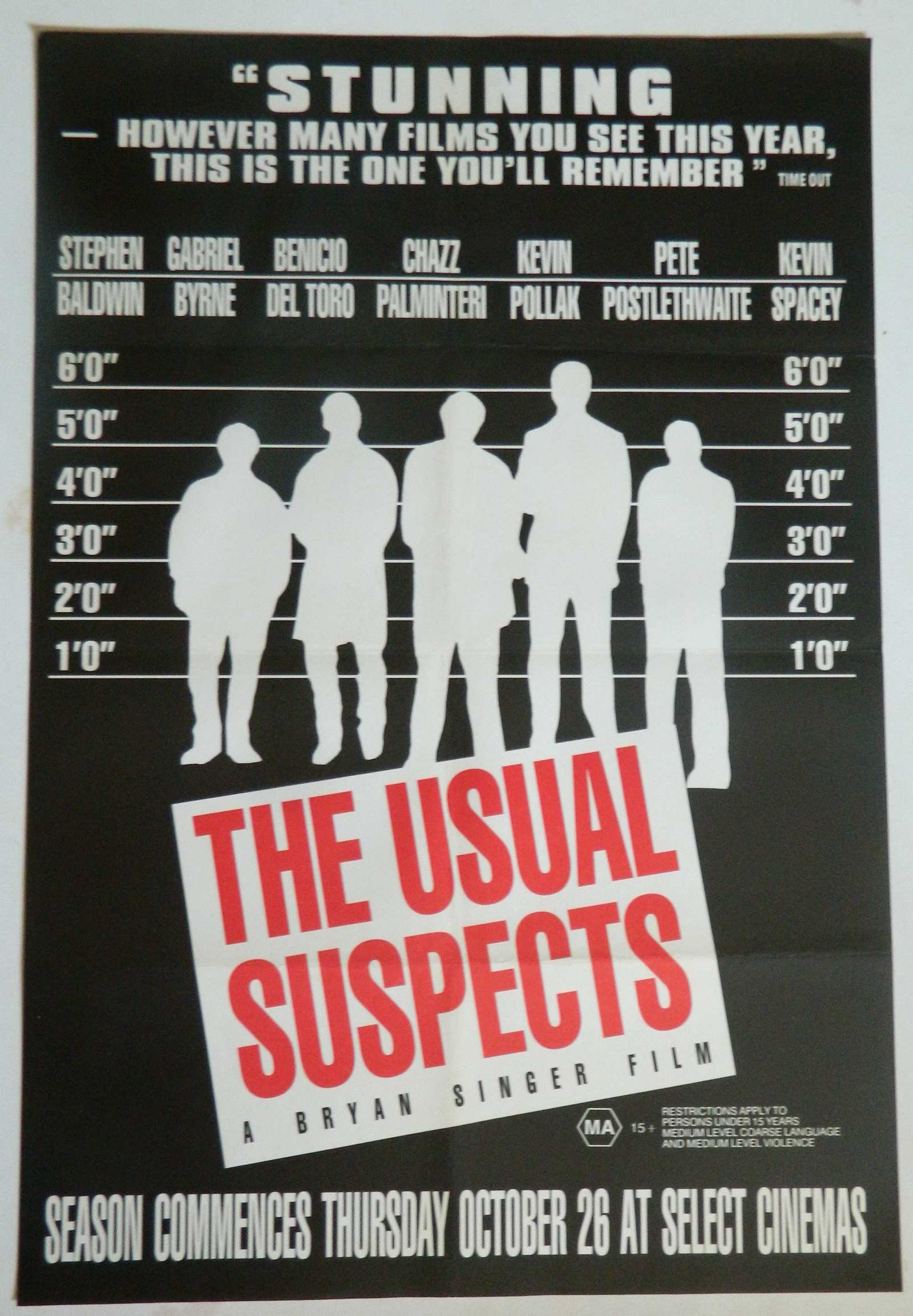 THE USUAL SUSPECTS  (1995)— Original Australian one sheet movie poster
