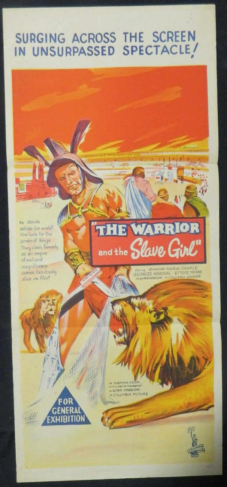 THE WARRIOR AND THE SLAVE GIRL  (1958) — Original Australian daybill movie poster