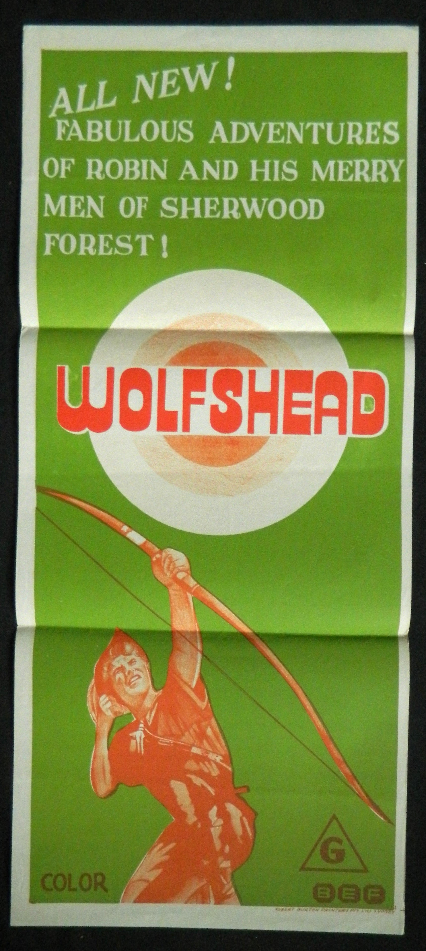 WOLFSHEAD The Legend of Robin Hood (1973) — Original Australian daybill movie poster