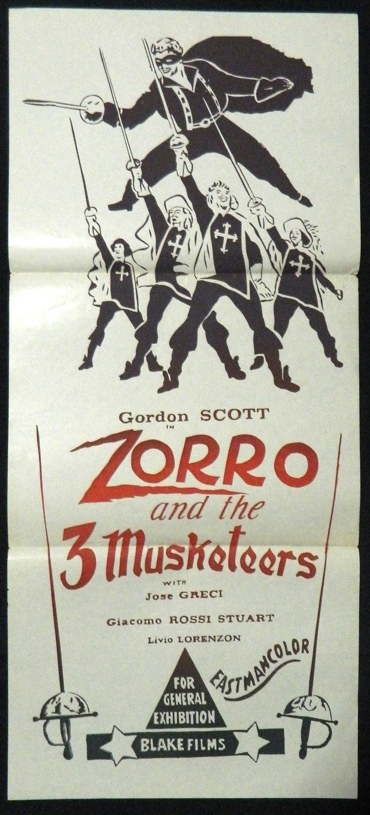 ZORRO AND THE THREE MUSKETEERS (1963) — Original Australian daybill movie poster