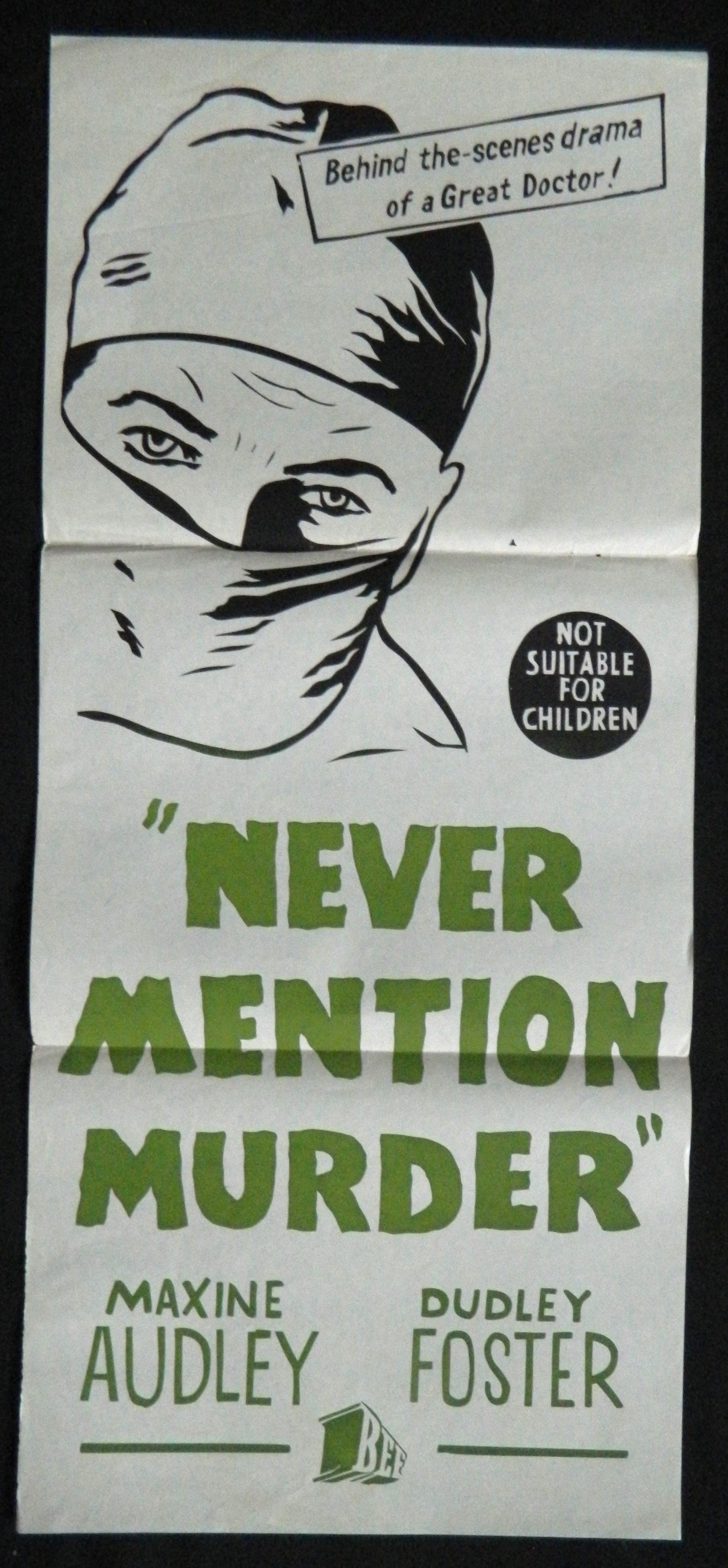 NEVER MENTION MURDER (1965) — Original Australian daybill movie poster