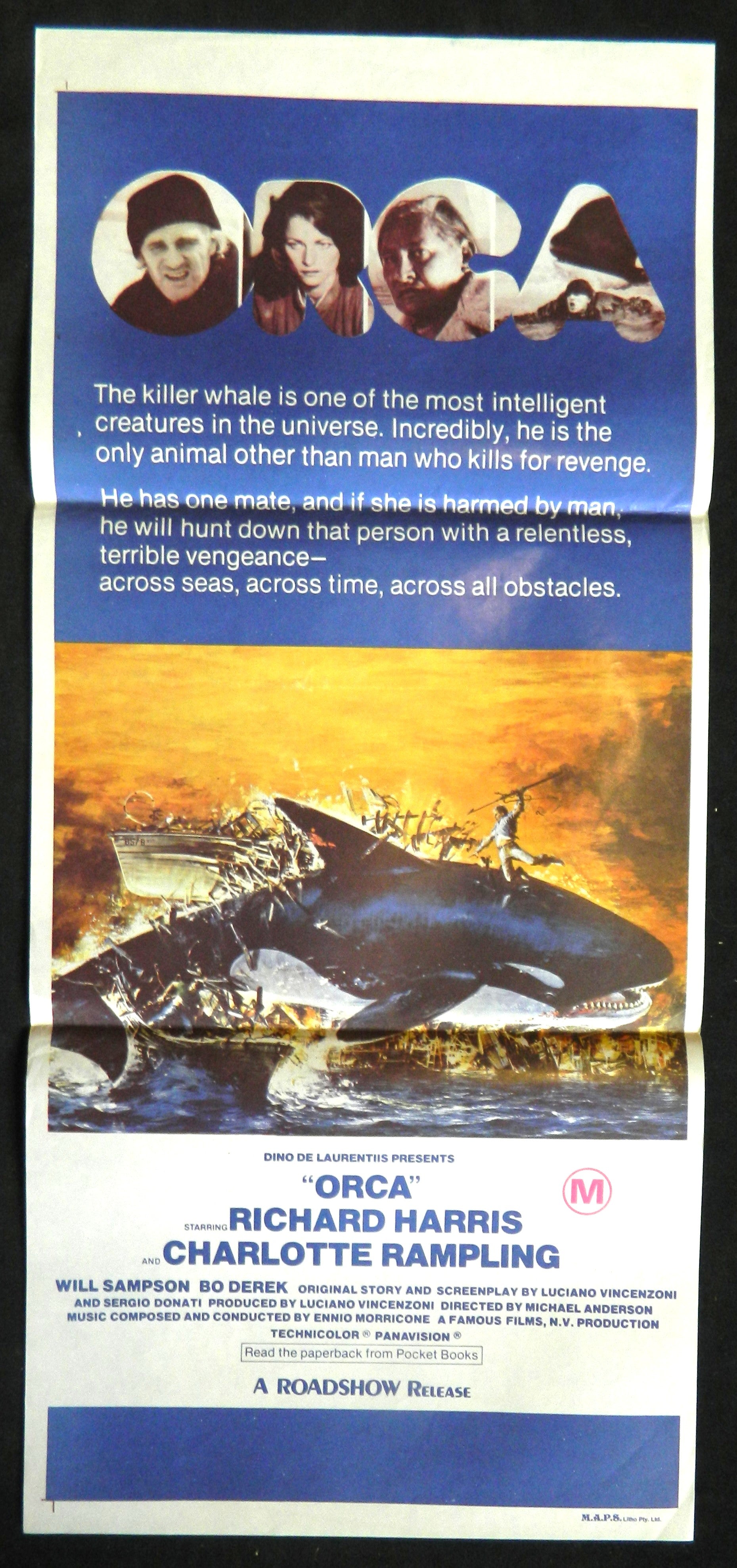ORCA (1977) — Original Australian daybill movie poster