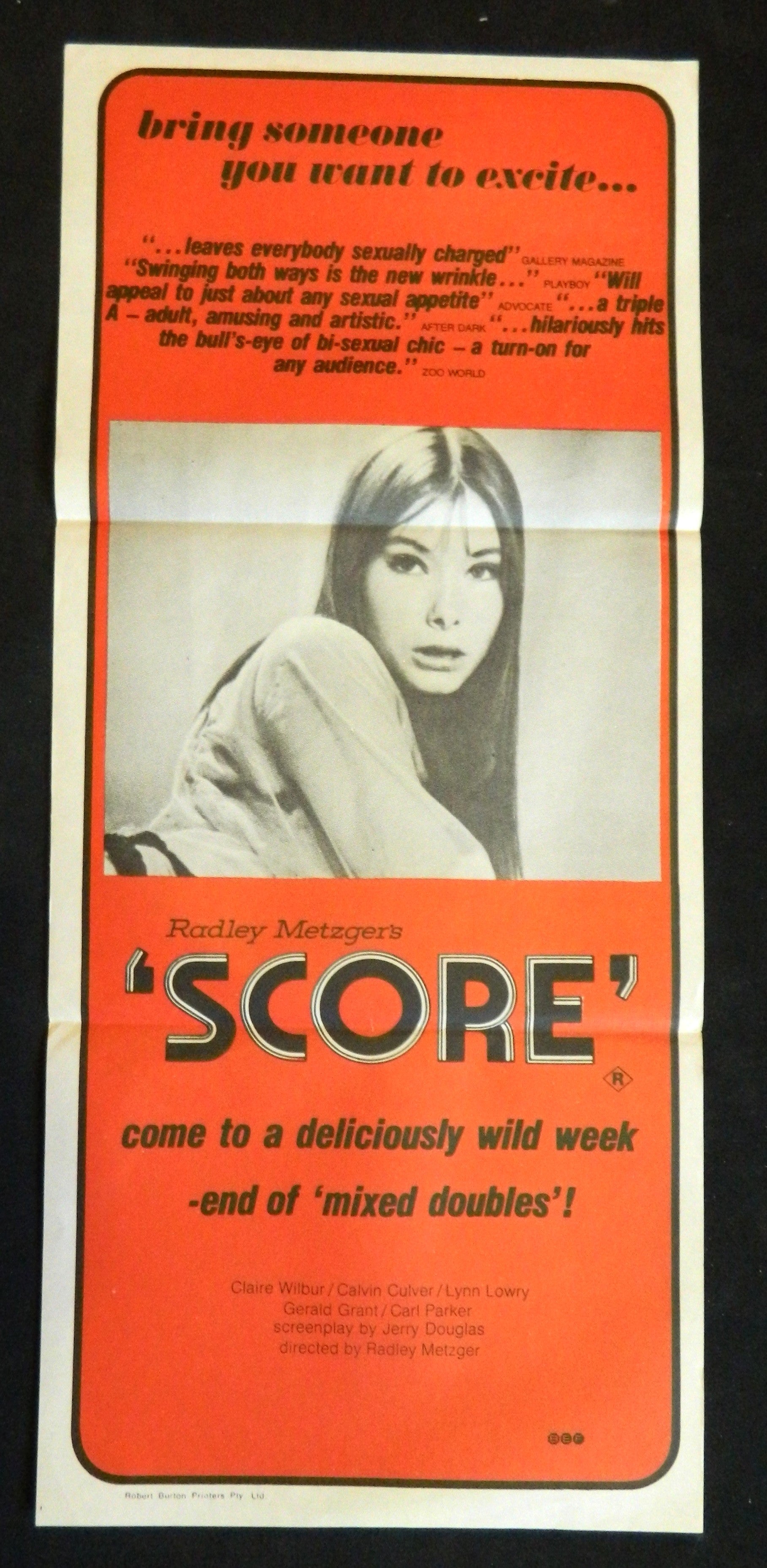 SCORE (1974) — Original Australian daybill movie poster